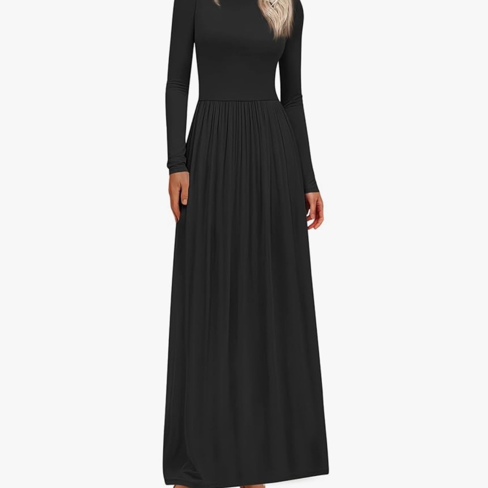 Elegant Black Long Sleeve Maxi Dress